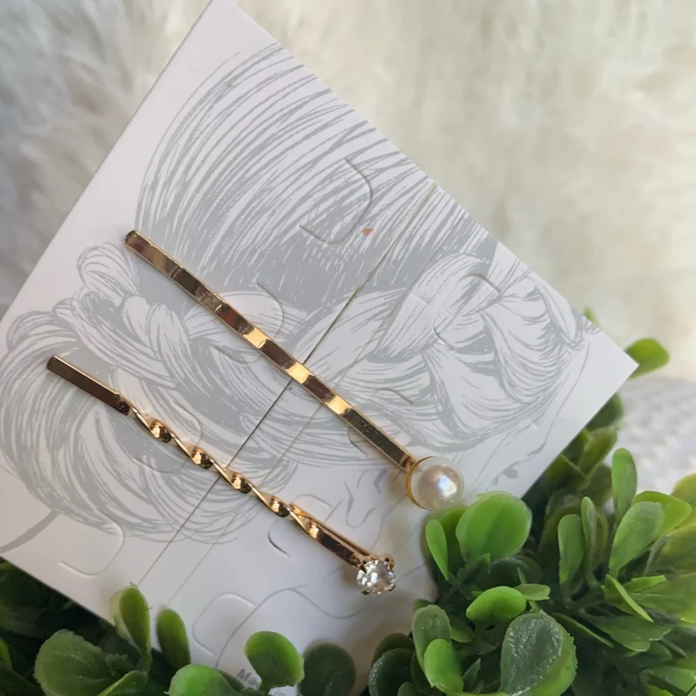 Fashion gold tone faux Pearl hairpins